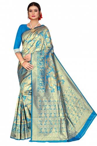 TEEN PATTI SKYBLUE COTTON SAREE