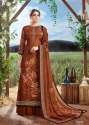 Tarang Brown Crape Silk Dress Material thumb 1
