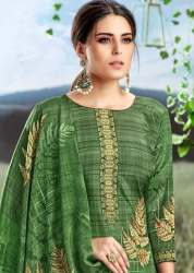 Tarang Green Crape Silk Dress Material