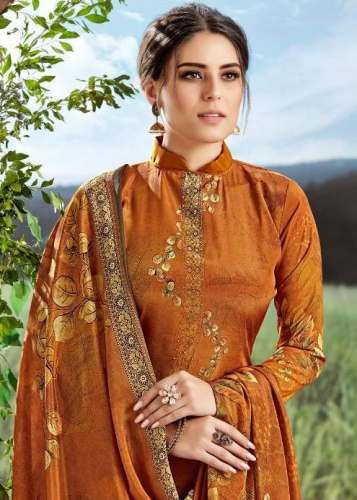 Tarang Mustard Crape Silk Dress Material