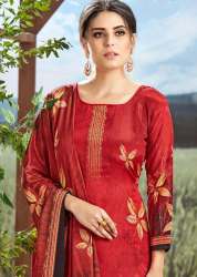 Tarang Red Crape Silk Dress Material