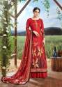 Tarang Red Crape Silk Dress Material thumb 1