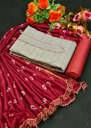 Teena Grey Cotton Dress Material