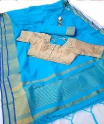 UMMER SIZZLER SKYBLUE COTTON SAREE