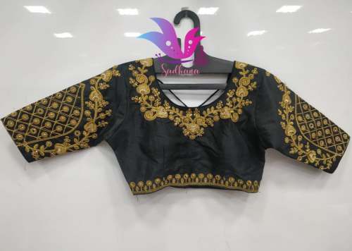 Varmala Black Bambu Silk Mena Blouse