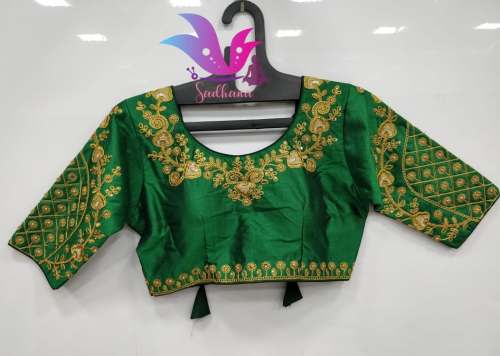 Varmala Green Bambu Silk Mena Blouse