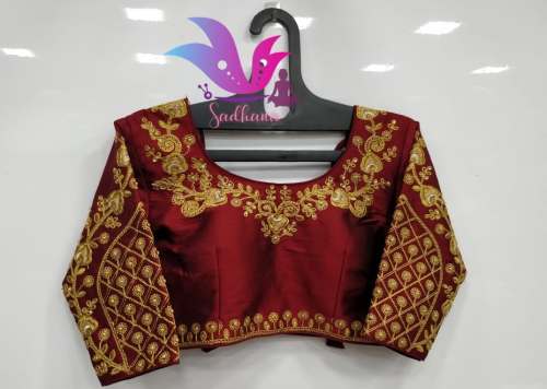Varmala Maroon Bambu Silk Mena Blouse