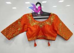 Varmala Orange Bambu Silk Mena Blouse