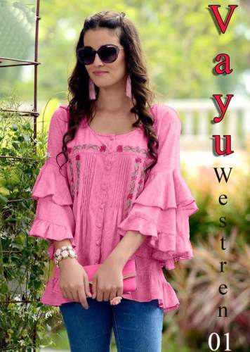 Vayu Jam Cotton Baby Pink Western Top