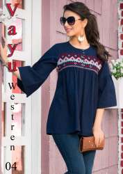 Vayu Jam Cotton Blue Western Top