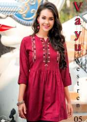 Vayu Jam Cotton Maroon Western Top