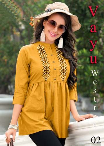 Vayu Jam Cotton Mustard Western Top