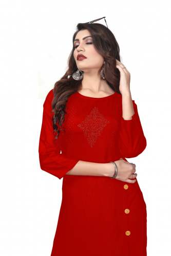 VIBHA RED RAYON KURTI 