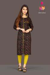 VRAJ TEX DEVANGI HEAVY REYON BLACK KURTI