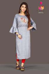 VRAJ TEX DIVYA 2 TON HAND WORK KURTI 