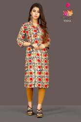 VRAJ TEX HEAVY RAYON FOIL PRINT KURTI