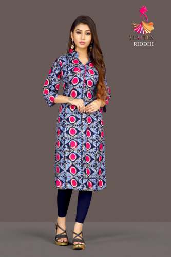 VRAJ TEX RIDDHI RAYON FOIL PRINT KURTI