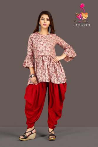 VRAJ TEX SANSKRIT FANCY RAYON TOP WITH DHOTI