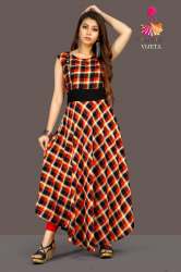 VRAJ TEX VIJETA HEAVY RAYON PRINT KURTI