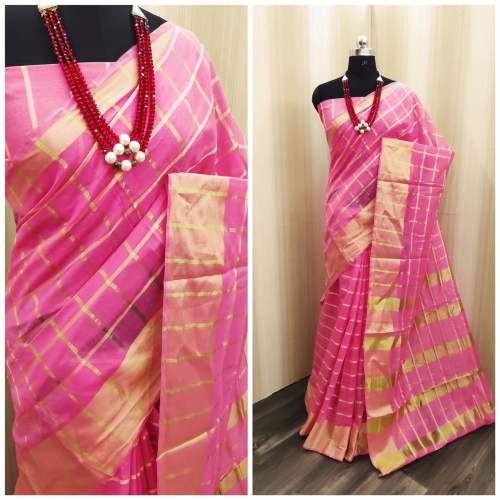 VRAJTEX CHARVI FABULOUS BABYPINK COTTON SILK SAREE