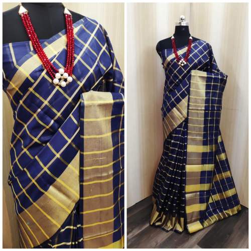 VRAJTEX CHARVI FABULOUS BLUE COTTON SILK SAREE