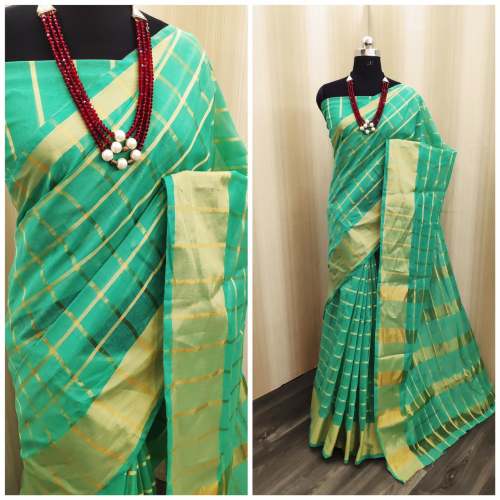 VRAJTEX CHARVI FABULOUS GREEN COTTON SILK SAREE