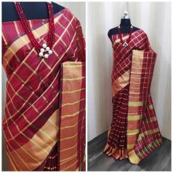 VRAJTEX CHARVI FABULOUS MAROON COTTON SILK SAREE
