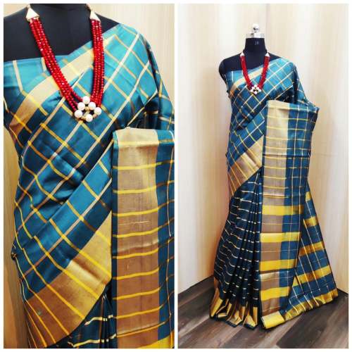 VRAJTEX CHARVI FABULOUS SKYBLUE COTTON SILK SAREE