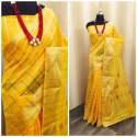VRAJTEX CHARVI FABULOUS YELLOW COTTON SILK SAREE thumb 1
