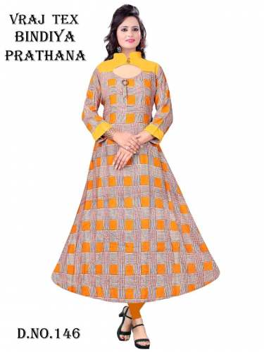 VrajTex Divya-146 Long Rayon Printed Kurti 
