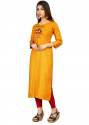 VrajTex Kalaki Rayon Cotton Yellow Kurti  thumb 1