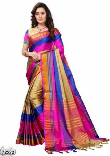 VRAJTEX PF-103 PINK COTTON SILK SAREE