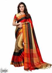 VRAJTEX PF-103 RED COTTON SILK SAREE