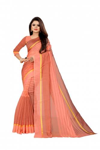 VRAJTEX RUSTAM VOL 2 PEACH COTTON SAREE