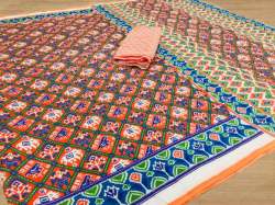 VRAJTEX SBT-499 ORANGE LINEN SAREE