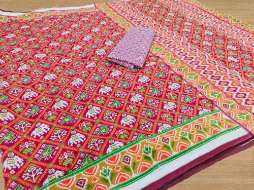 VRAJTEX SBT-499 RED LINEN SAREE