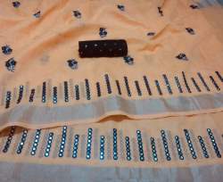 VRAJTEX SBT-507 ORANGE LINEN SAREE