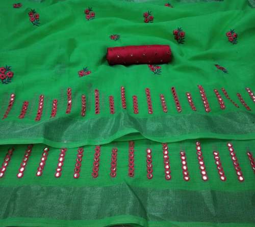VRAJTEX SBT-507 RED LINEN SAREE
