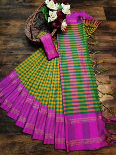 zenny soft handloom  green mix silk saree 