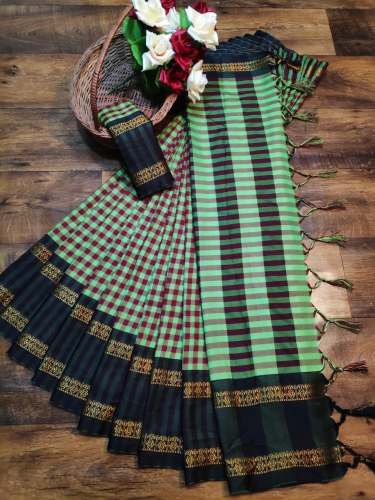 zenny soft handloom silk black and green saree