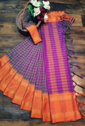 zenny soft handloom silk orange saree