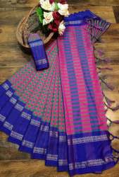 zenyy soft handloom blue mix silk saree