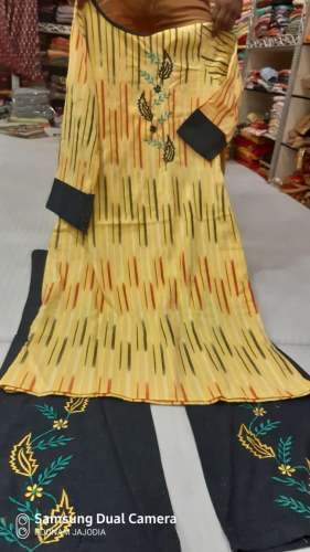 Yellow Printed Kurtis With Palazzo Pant by Sarala Fashions Pvt Ltd