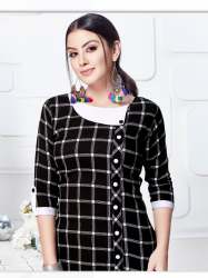 Heavy Rayon Printed Button Kurtis