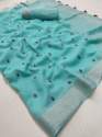 Linen silk with Embroidery  Saree For Women's thumb 3