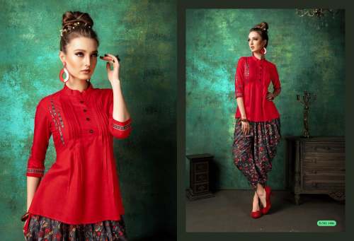 Rayon Embroidery Top With Dhoti