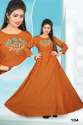 Slub Rayon Anarkali Embroidery work kurti thumb 2