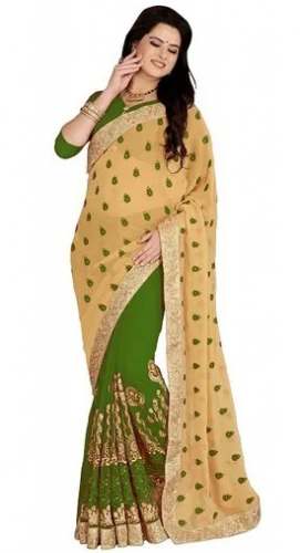 Georgette Embroidered green color Saree by Rahi Fashion