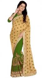 Georgette Embroidered green color Saree