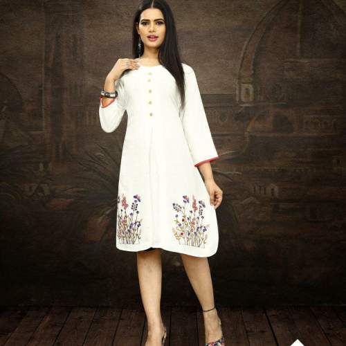 Stylish White short ladies top by Navkar Fashionology